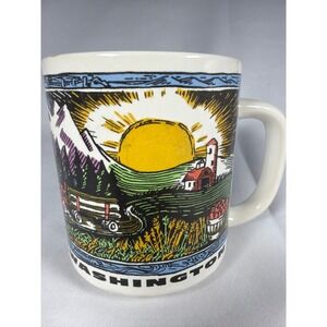 Nice Washington State Souvenir Coffee Mug Unisex OS White Ceramic Vintage PNW